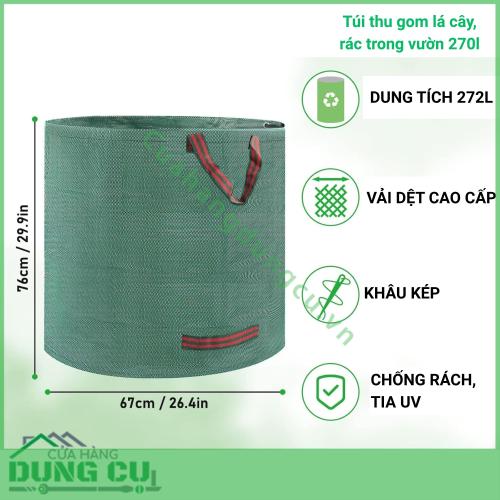 Túi thu gom lá cây rác trong vườn 270l