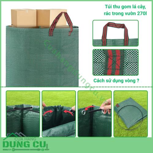 Túi thu gom lá cây rác trong vườn 270l