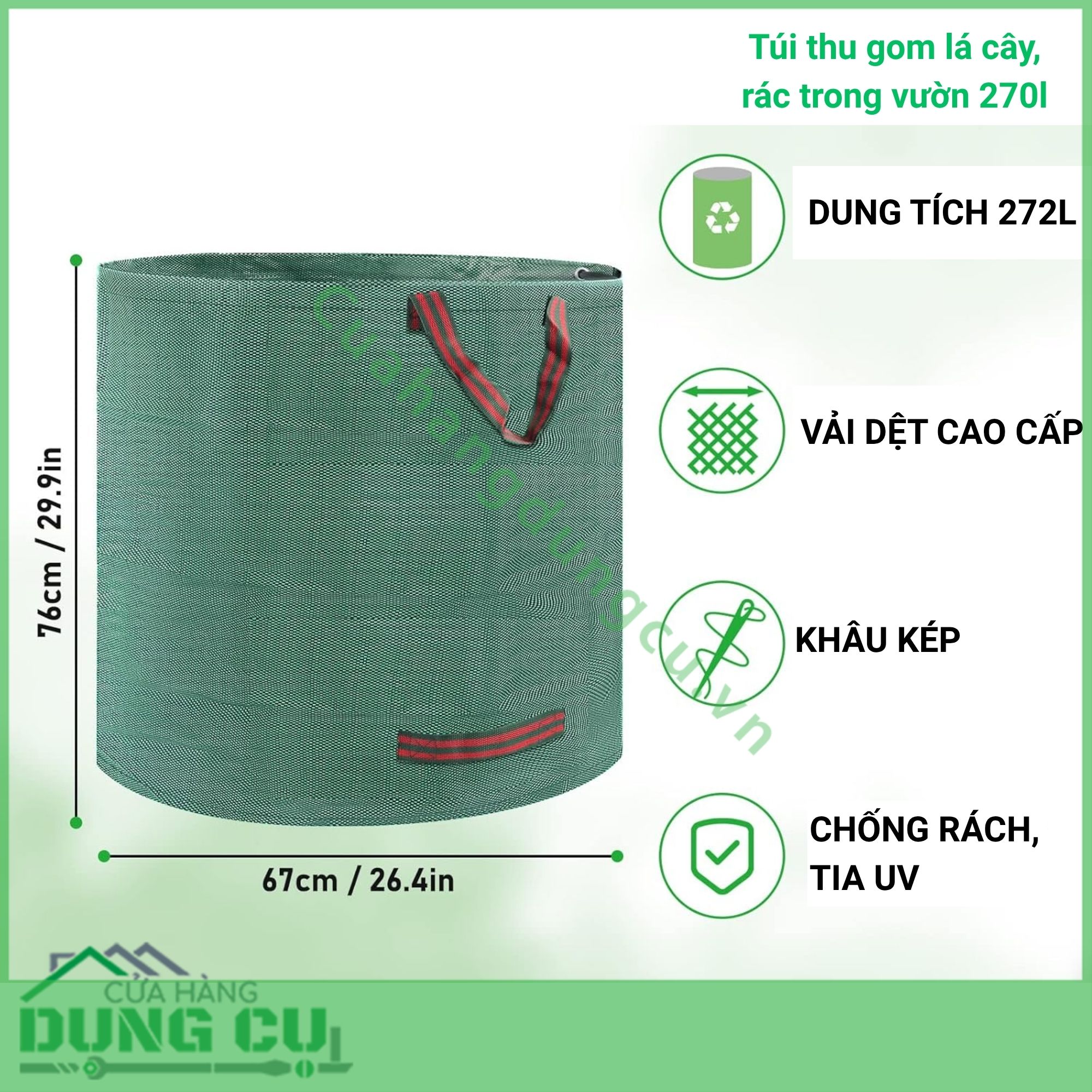 Túi thu gom lá cây rác trong vườn 270l