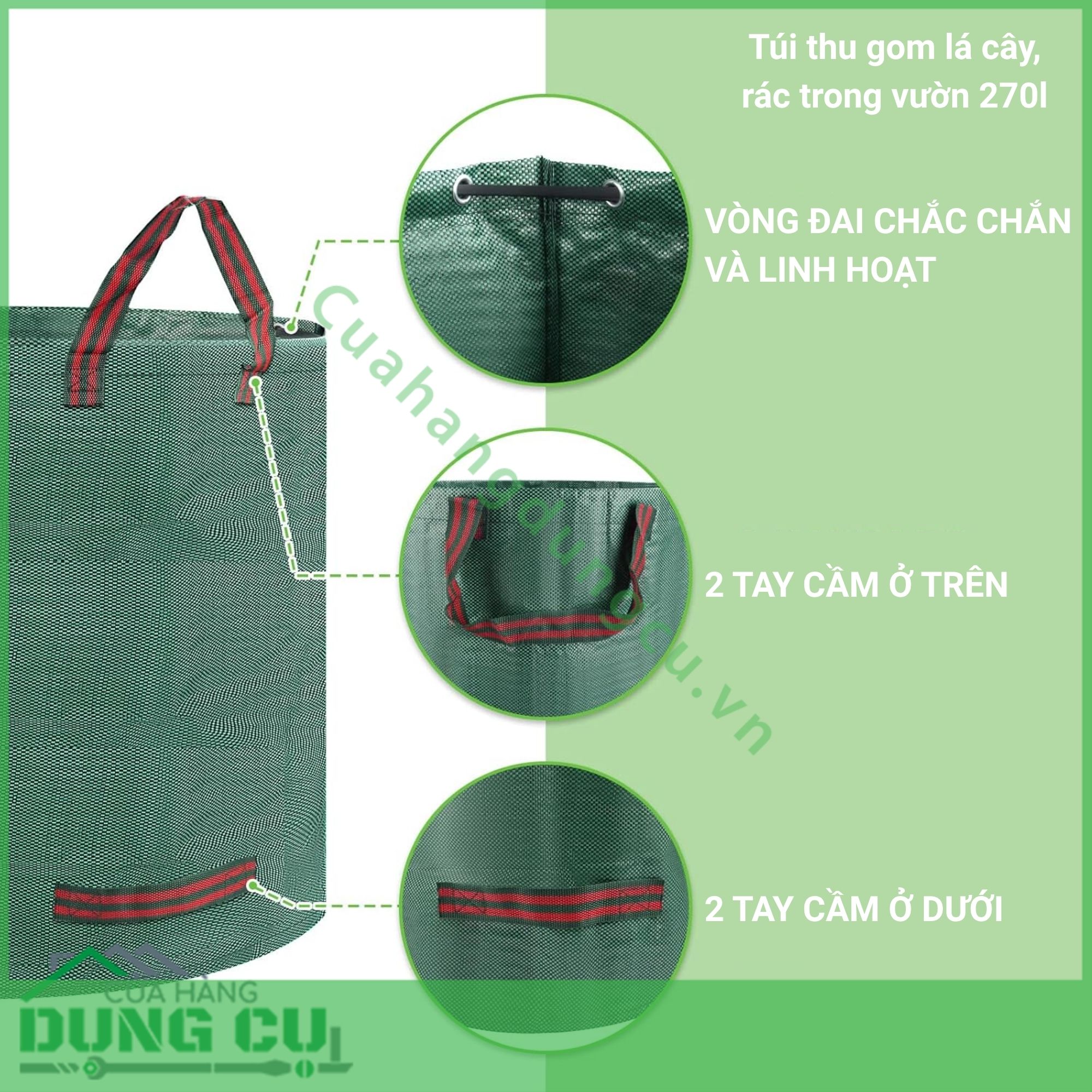 Túi thu gom lá cây rác trong vườn 270l