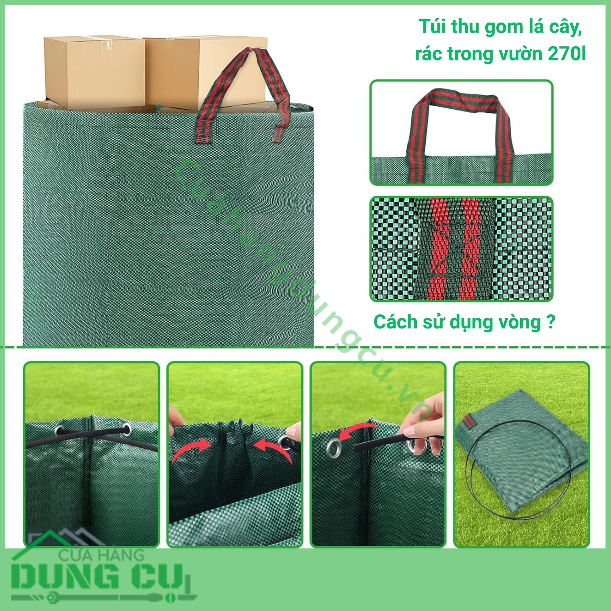 Túi thu gom lá cây rác trong vườn 270l